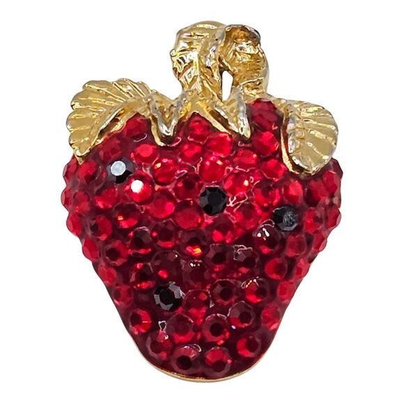 Suzanne Bjontegard Brooch Cute Strawberry Fruit Retro Costume Jewelery Pendant - Picture 3 of 15